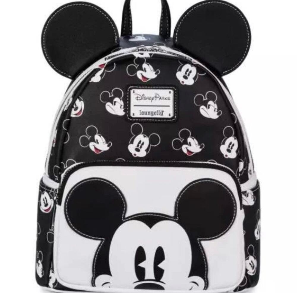 Disney Parks Loungefly Mickey Mouse Mini Backpack Black White Ears Exclusive NWT
